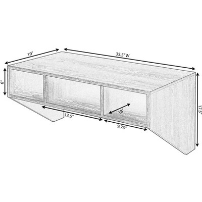 Brown Wall Mounted Wood Hanging Desk with Storage Compartments