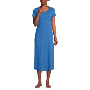 Lands' End Women's Cotton Short Sleeve Midcalf Nightgown - 1 of 3