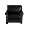 PU Leather Sofa with Nailhead Trim, Rolled Arms, and Rubber Wood Legs – Classic Upholstered Sofa Couch for Living Room - HABITRIO - 4 of 4