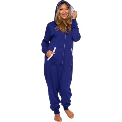 Silver Lilly Slim Fit Women's One Piece Pajama Union Suit - Blue, Large ...