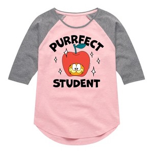 Girls' - Garfield - Purrfect Student Shirt Tail Raglan Graphic T-shirt - 1 of 3
