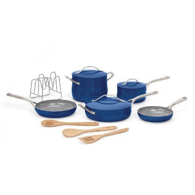 Cuisinart Culinary Collection 12pc Ceramic Cookware Set Blue: Nonstick, Stainless Steel Handles, Gas & Electric Compatible, 4 of 9