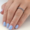 Pompeii3 3/4Ct Blue Sapphire Stackable Ring Wedding Band 10k White Gold - 4 of 4