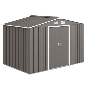 9' x 6' Outdoor Storage Shed, Garden Tool House with Foundation Kit, 4 Vents and 2 Easy Sliding Doors for Backyard, Patio, Garage, Lawn - 1 of 4