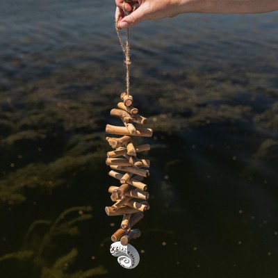 Natural Driftwood and Whitewashed Metal Seashell Hanging Accent