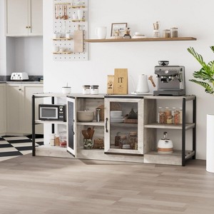TV Stand for TV, Industrial Entermainment Center with Storage Cabinet & 2 Mesh Doors, Wood Rustic TV Console - 1 of 4