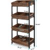 KTMBDW 4-Tier Retail Display Rack with Hooks, Tall Metal Snack Stand with Shelves, Chip & Concession Organizer for Store, Market, or Kitchen, Brown - 4 of 4