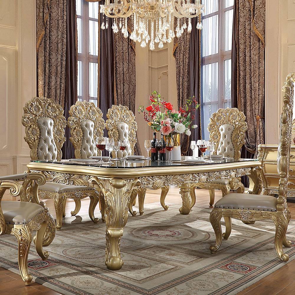 Photos - Dining Table 108" Cabriole  Gold Finish - Acme Furniture