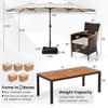 Costway 11 PCS Patio Dining Set with 15ft Double-Sided Patio Umbrella (Base Included) Beige/Coffee/Navy/Orange/Wine/Grey - 3 of 4