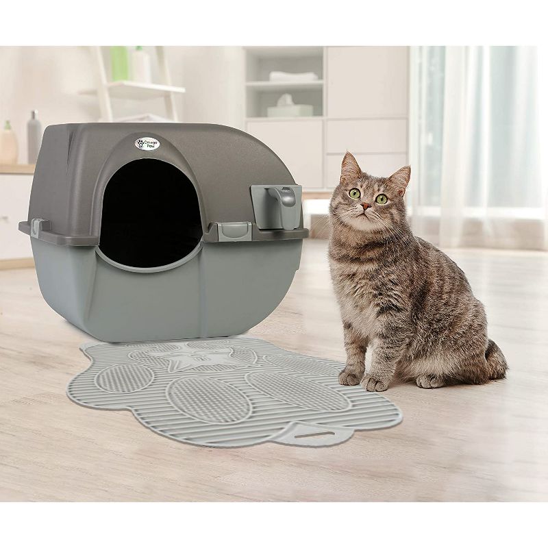 Omega Paw Non Slip Cat Paw Cleaning Litter Box Mat Keeps Paws, Floors, & Carpet Free of Litter, Contains Spills & Messes, Gray (2 Pack), 4 of 6