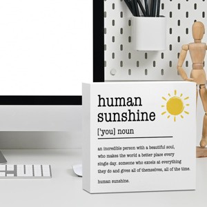 Sunshine Gifts Inspirational Office Supplies Human Sunshine Gift Decor White Wooden Box Sign - 1 of 4