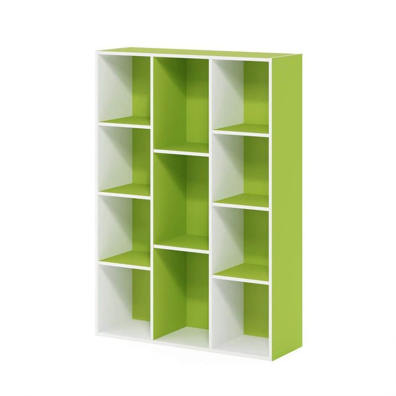 Furinno Luder 11-Cube Reversible Open Shelf Bookcase, White/Green, 4 of 5
