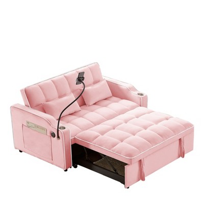 NicBex Modern Pull Out Sofa Bed Convertible Sofa Couch with Adjustable Back, USB Port and Swivel Phone Stand for Living Room