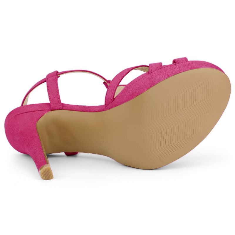 Allegra K Women's T Strap Open Toe Slingback Platform Stiletto Heel Sandals, 5 of 7