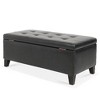 CAVINAS PU Leather Storage Ottoman Bench, Upholstered Footstool with Hidden Storage, Bedroom End Bench with Birch Legs, Entryway Shoe Bench - 3 of 4