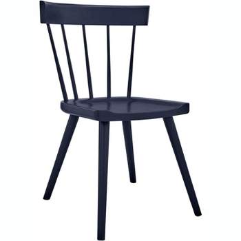 Modway Sutter Modern Farmhouse Wood Dining Chair in Midnight Blue 21 x 21.5 x 32.5