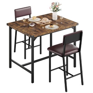 COZONY Counter Height Dining Table Set for 2 with 2 Upholstered Stools, Footrest & Backrest for Small Spaces - 1 of 4