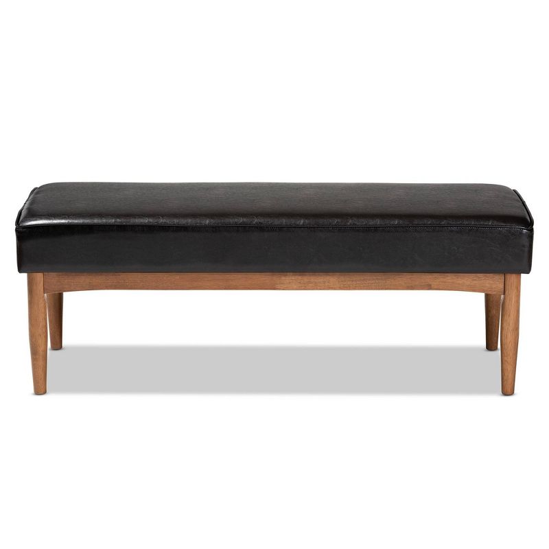 Arvid FauxLeather Upholstered Wood Dining Bench Dark Brown/Walnut - Baxton Studio: Mid-Century Corner Seating, Cocktail Style, 3 of 9