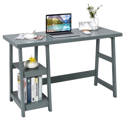 Costway Computer Desk Home Office Desk With Shelves 2 Drawers Keyboard Tray  & Movable Cpu Stand Study Desk Laptop Table Small Space Rustic Brown :  Target