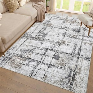 Soft Abstract Machine Washable Rug - Non-Slip, Low Pile Farmhouse Carpet for Living Room & Bedroom - 1 of 4
