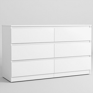 Resenkos Modern Mid Century 6 Drawer Wide Dressers Chests for Bedroom, Chest of Drawer Organizer Grey - 1 of 4