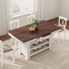 Garvee Counter Height Dining Table for 4-6, Farmhouse Wood Dining Table with 2 Drawer Deep Wine Rack, Kitchen Island with 3 Shelves - 2 of 4