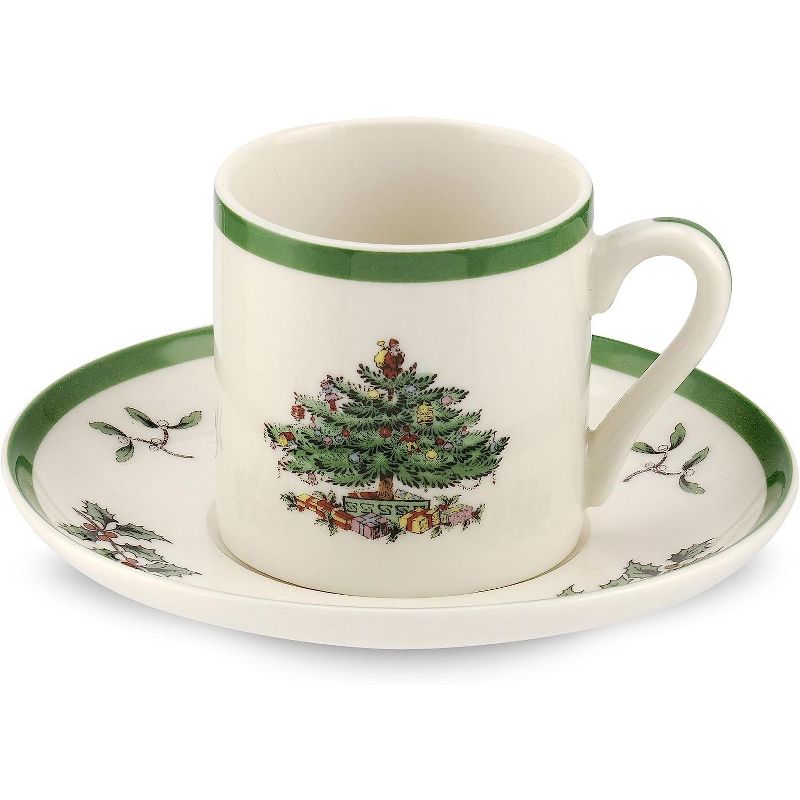 Spode Christmas Tree Espresso Cups & Saucers, Set of 4, 2 of 7