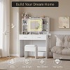 40" Vanity Table and Chair Set with Mirror, Modern Makeup Vanity Desk with 2 Drawers, Storage Shelves , White Vanity Set with Stool for Bedroom - 3 of 4