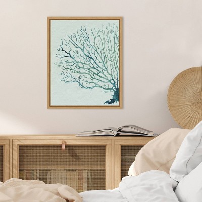 Seaglass Shadow II Abstract Tree Canvas Art with Maple Frame