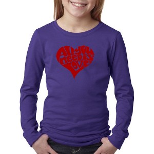 LA Pop Art Girl's Word Art Long Sleeve - All You Need Is Love - 1 of 4