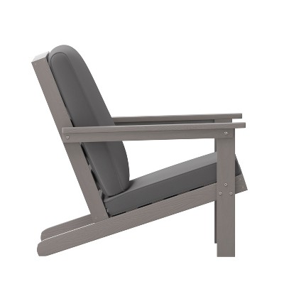 Gray Poly Resin Adirondack Patio Club Chair with Cushions