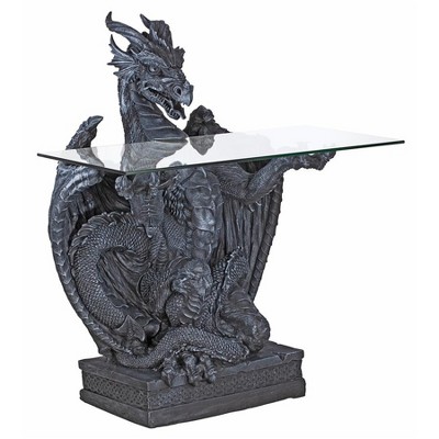 Gray Dragon Sculptural Glass-Top Accent Table
