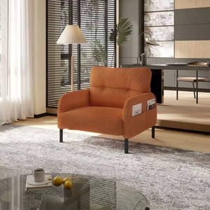 Vynxaria UNITED WE WIN Corduroy Fabric Wide Seat Chair ¨C Stylish & Comfortable Accent Chair - 1 of 4
