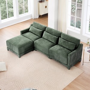 VASIP Chenille Sofa with Lumbar Pillows - Ergonomic, Wood Frame, Plush Sponge - Easy Assembly, Elegant Armrests - 1 of 4