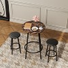 CAVINAS 3 Piece Bar Table and Bar Stools Set, 2 Counter Height Bar Chairs and 1 Round Dining Table with Middle Shelf for Pub, Dining Room - 2 of 4