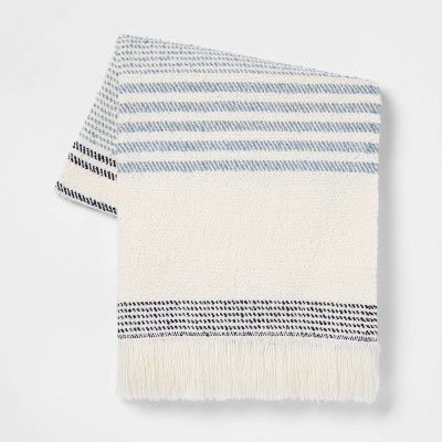 Woven Striped Throw Blanket Cream/Blue - Threshold™
