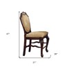 HomeRoots Set of Two 24" Beige and Espresso Fabric and Solid Wood Counter Height Bar Chairs - 3 of 4
