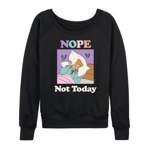 Women's - Disney Princess - Aurora Sleeping Beauty Nope Not Today Lightweight French Terry Wide Neck Long Sleeve Shirt - 1 of 4