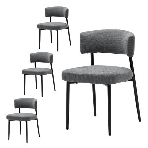 Modern Dining Chairs Set of 4, Upholstered Dining Chairs with Curved Backrest,Sturdy Metal Frame - 1 of 4