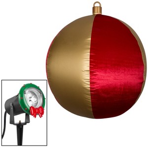 Gemmy Airblown Inflatable Mixed Media Hanging Velvet Ornament Round Vertical Stripes w/External Spotlight, 4.5 ft Tall - 1 of 2