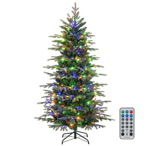 Resenkos 6-Foot Pre-Lit Artificial Christmas Tree with Warm White LED Lighting - Green - 1 of 4