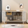TiramisuBest Furniture Style Dog Crate Side Table on Wheels with Double Doors and Lift Top.Grey,38.58inw x 25.5ind x 27.36inh. with Grey for - 3 of 4