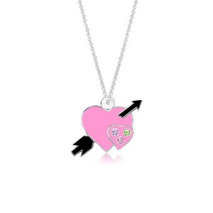 Chanteur Hypoallergenic Kids Jewelry Accessories Heart Arrow Pink Crystal White Gold Palladium Plating Necklace Pendant - 1 of 1