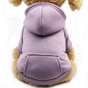 Gooby Winter Dog Hoodie Sweatshirts with Pockets Warm Dog Clothes for Small Dogs Chihuahua Coat Clothing Puppy Cat Custume (Purple, Medium) - 1 of 1