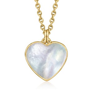 Ross-Simons Mother-Of-Pearl Heart Pendant Necklace in 18kt Gold Over Sterling Size 18 - 1 of 3
