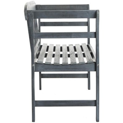 Transitional Ash Grey Acacia Wood 2-Seat Outdoor Bench