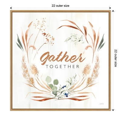 Gather Together Autumn Botanical Canvas Framed Wall Art 22-in. x 22-in.