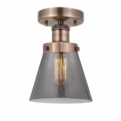 Cone - 1 Light Semi-Flush Mount In Industrial Style-8.25 Inches Tall and 6.5 Inches Wide