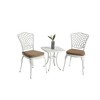 SKRAN 20'' Set of 3 Bistro Set Table and Chairs,Outdoor Patio Set,Rust Proof Cast Aluminum Bistro Set with cushion for Outdoor, Garden, Patio, white - 2 of 4