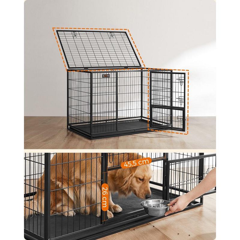 Feandrea Heavy-Duty Dog Crate, Metal Dog Kennel and Cage with Removable Tray, for Small and Medium Dogs, 5 of 9